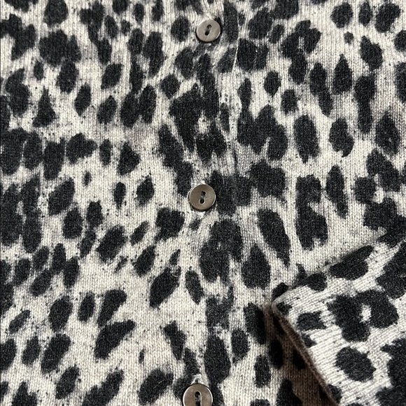Charter Club 100% Cashmere Black and Gray Animal Print Cardigan - Picture 3 of 4